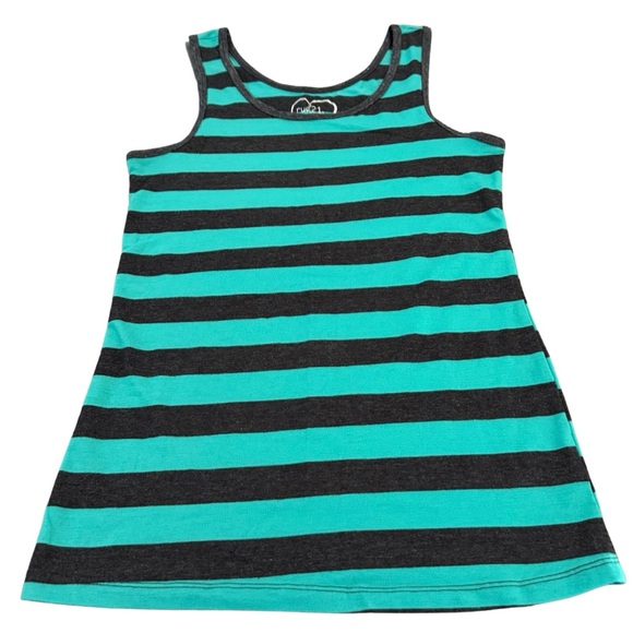 Women’s Rue-21 Cotton & Spandex Tank Top, Green & Black Striped - Picture 3 of 14